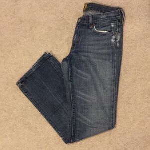 74AMK Distressed Blue Boot Cut Jeans